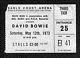 1973 David Bowie Concert Ticket Stub Aladdin Sane Ziggy Earls Court London