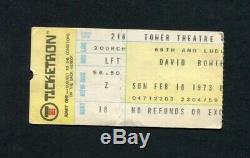 1973 David Bowie Spiders From Mars Concert Ticket Stub Phil. PA Ziggy Stardust