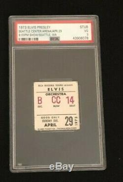 1973 Elvis Presley Concert Tour Ticket Stub RCA Record Seattle PSA 3