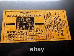 1973 THE ALICE COOPER SHOW Concert Ticket Stub Pirates World Miami Dania Florida