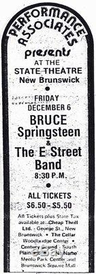 1974 Bruce Springsteen Concert Ticket Stub State Theatre New Brunswick Nj 12/6