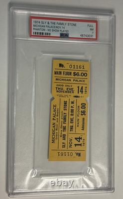 1974 Nov. 14 Sly & Family Stone Cancelled Michigan Concert Ticket Stub PSA 7 NM