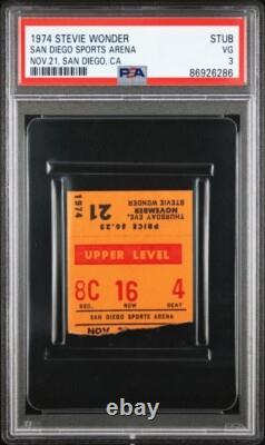 1974 Stevie Wonder Graded Music Concert Ticket Stub (san Diego) Psa 3 Motown