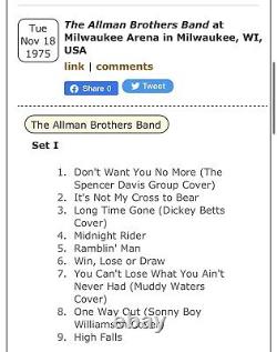 1975 Allman Brothers Concert Ticket Stub PSA Mecca Milwaukee, WI Muddy Waters