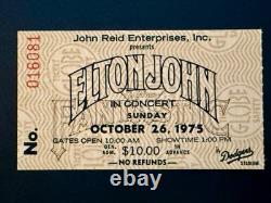 1975 Elton John Dodgers Stadium Concert Ticket Stub 10/26/75