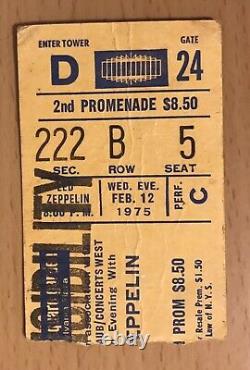 1975 Led Zeppelin Madison Square Garden New York Concert Ticket Stub Page Plant