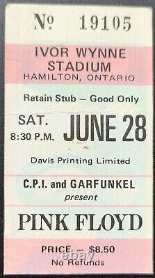 1975 Pink Floyd Hamilton Concert Ticket Stub Music Dark Side of The Moon