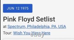 1975 Pink Floyd Wish You Were Here Tour Philadelphia Concert Ticket Stub