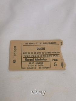1975 Queen Sheer Heart Attack Tour Columbus Ohio Concert Ticket Stub Very Rare