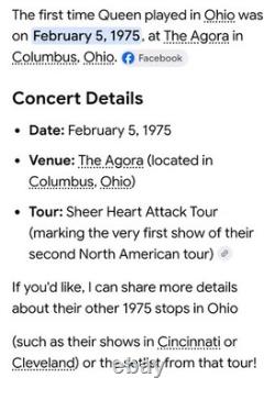 1975 Queen Sheer Heart Attack Tour Columbus Ohio Concert Ticket Stub Very Rare