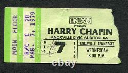 1975 Signed Harry Chapin concert ticket stub Knoxville Signature on the Back