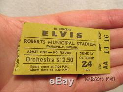 1976 Elvis Presley Concert Ticket Stub Roberts Stadium Evansville IN Very Rare