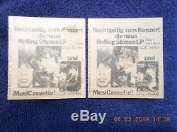 1976 RARE Original Rolling Stones Concert Ticket Stubs Frankfurt Germany