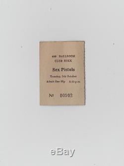 1976 Sex Pistols Concert Ticket Stub