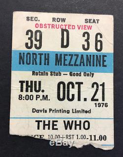 1976 The Who Concert Ticket Stub Keith Moon's Final Concert Ever Toronto RARE