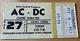 1977 Ac/dc Capri Theatre Atlanta Ga Box Office Concert Ticket Stub 11/27/77 Bon