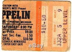 1977 Apr30-LED ZEPPELIN- PONTIAC STADIUM Mi. Concert Ticket Stub-PAGE/PLANT