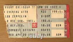 1977 Led Zeppelin Cincinnati 4/20 2 Concert Ticket Stub Robert Plant Jimmy Page