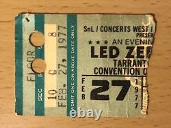 1977 Led Zeppelin Fort Worth Texas Concert Ticket Stub Jimmy Page Robert Plant