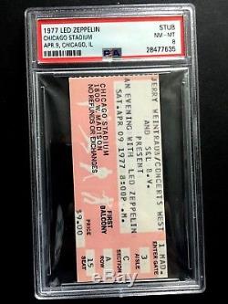 1977 Led Zeppelin Rock Concert Ticket Stub PSA NM-MT 8 April 9 Chicago Stadium