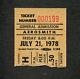 1978 Aerosmith Ac/dc Concert Ticket Stub Portland Or Bon Scott Powerage