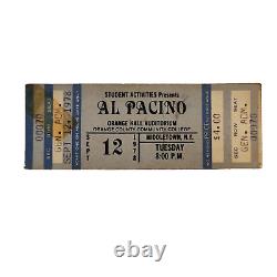 1978 Al Pacino Full Concert Ticket Stub Orange County Community College Q and A