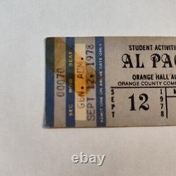 1978 Al Pacino Full Concert Ticket Stub Orange County Community College Q and A