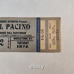 1978 Al Pacino Full Concert Ticket Stub Orange County Community College Q and A