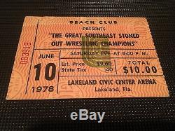 1978 Rolling Stones Concert Ticket Stub Lakeland Stoned Out Wrestling Champions