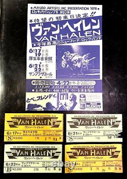 1978 VAN HALEN Concert Ticket Stubs & Flyer TOKYO NAGOYA NAKANO JAPAN LOT OF 5