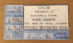 1978 Van Halen Black Sabbath Denver Concert Ticket Stub Eddie David Lee Roth