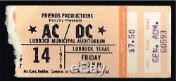 1979 AC DC Concert Ticket Stub BON SCOTT LUBBOCK TEXAS USA