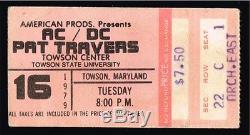 1979 Concert Ticket Stub AC DC BON SCOTT PAT TRAVERS TOWSON MARYLAND USA