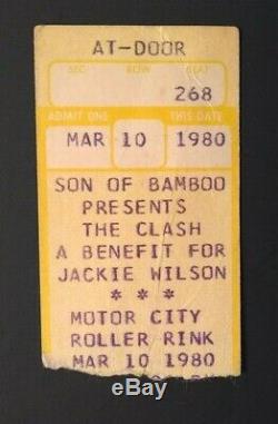 1980 The Clash Very Rare Concert Ticket Stub Jackie Wilson Motor City