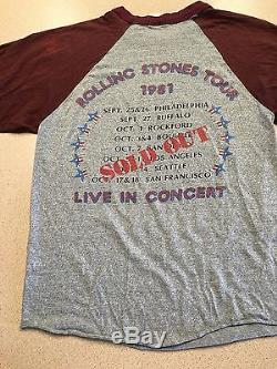 1981 Rolling Stones Concert shirt Vintage Dragon Ticket Stub Button Paper Size M