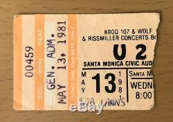 1981 U2 Boy Tour Santa Monica Concert Ticket Stub Bono The Edge I Will Follow