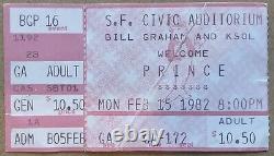 1982 Prince Concert Tour Controversy Ticket Stub Bill Graham KSOL San Francisco