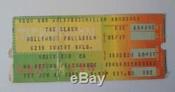 1982 The Clash Rare Concert Ticket Stub Hollywood Palladium on Sunset