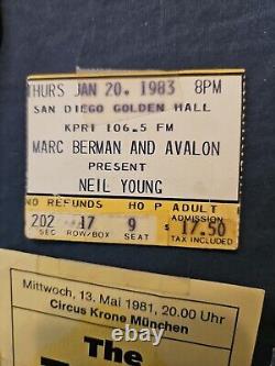 1983 Neil Young Concert + Tubes berlin the animals rod stewart Ticket stubs