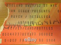 1984 Metallica Anthrax Raven Megaforce Roseland Concert Ticket Stub Cliff Burton
