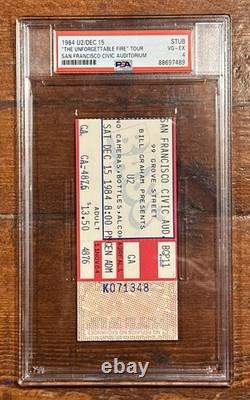 1984 U2 Iconic Unforgettable Fire Concert Tour Ticket Stub Psa 4 Bono/edge