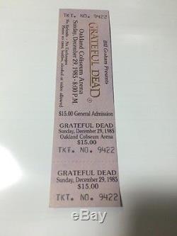 1985 Bill Graham The Grateful Dead Concert Ticket Vintage Stubs