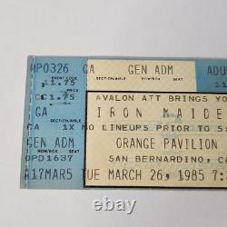 1985 Iron Maiden Orange Pavilion San Bernardino Concert Ticket Stub World Slaver