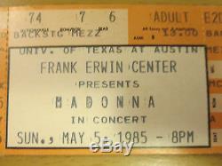 1985 Madonna Beastie Boys Austin Texas Concert Ticket Stub Like A Virgin Tour