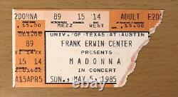 1985 Madonna / Beastie Boys Like A Virgin Tour Austin Tex Concert Ticket Stub 14