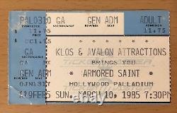 1985 Metallica / Armored Saint Hollywood Concert Ticket Stub Ride The Lightning