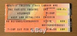 1985 Metallica / Wasp Armored Saint Cleveland Concert Ticket Stub Ride Lightning