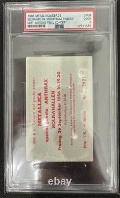 1986 Metallica Ticket Stub Cliff Burton Last Concert 9.26.86 PSA 2 Highest Pop