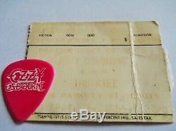 1986 Ozzy Osbourne Phil Soussan Guitar Pick Ultimate Sin Concert Ticket Stub