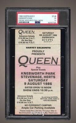 1986 QUEEN Freddie Mercury Final Last Concert Show Ticket PSA Knebworth August 9